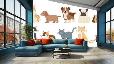 cute cartoon dogs and cats Wall mural