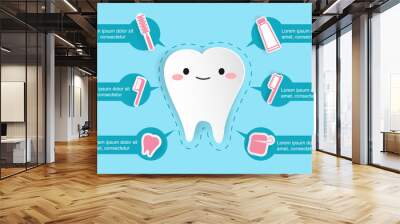 cute cartoon tooth Wall mural