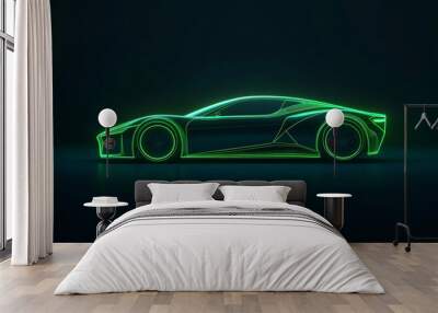 Cyberpunk tech future car abstract neon glow concept illustration Wall mural