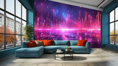 Data technology background, music sound wave abstract background concept illustration Wall mural