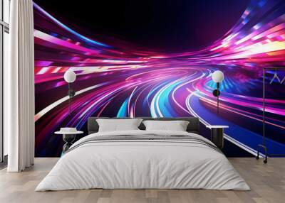 Dynamic composition of bright lines, abstract background. Glowing swirls. Wall mural