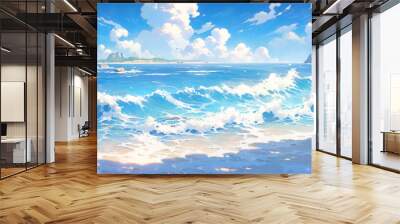 empty natural beach ocean coast landscape illustration Wall mural