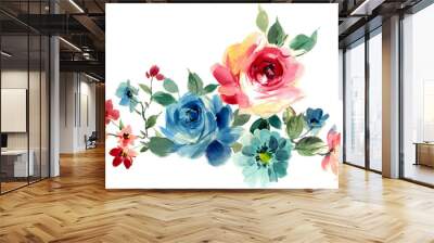 Flowers watercolor illustration.Manual composition.Big Set watercolor elements. Wall mural