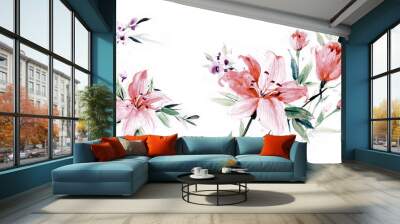 Flowers watercolor illustration.Manual composition.Big Set watercolor elements. Wall mural