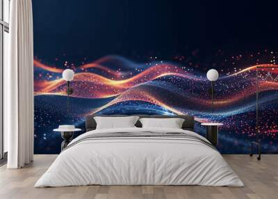 future technology line particle background, technology particle line concept illustration ppt backgr Wall mural