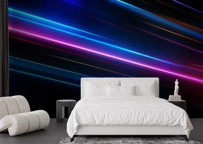 Lights and stripes moving fast on dark background, futuristic technology colorful background Wall mural