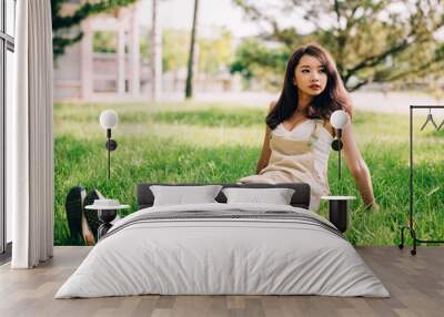 portrait of an asian beautiful girl Wall mural