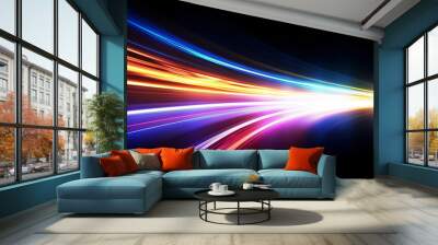 Ribbon-like lines extending forward with perspective light-sensitive track, abstract future technology concept illustration Wall mural