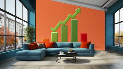 Rising curve and data analysis concept 3D rendering, business growth graph 3d illustration Wall mural