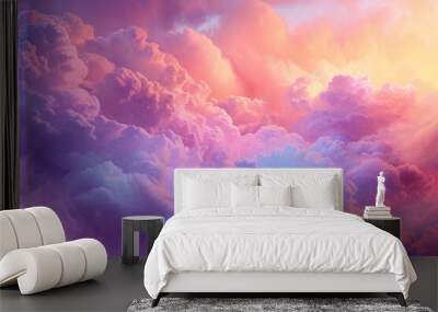 Soft blue clouds in the sky background creating a dreamy textured atmosphere concept illustration Wall mural