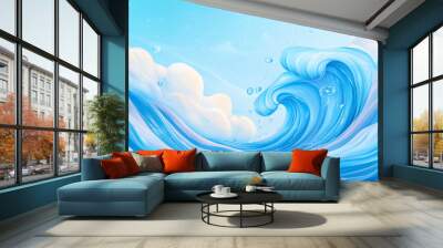 Splash wave background illustration summer cool concept Major Heat Solar term illustration Wall mural