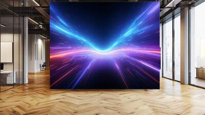 Streamline speed light blue purple special effect background, communication technology concept creative background Wall mural