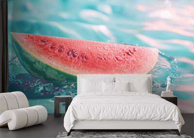 Summer heat-relieving green fruit watermelon juice, illustration of delicacies during the summer season Wall mural