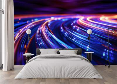 Technological glowing tunnel background, 3D rendering Wall mural