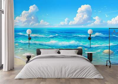 Wave illustration, summer summer travel wave element concept background Wall mural