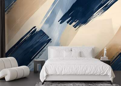 abstract lines art with brushed ink lines   Wall mural