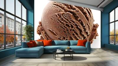 Chocolate ice cream scoop on white background

 Wall mural