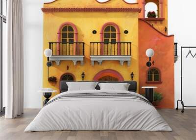 Mexican Hacienda: Simple Illustration on White Background Wall mural