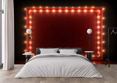 red light billboard frame  template  on dark background Wall mural