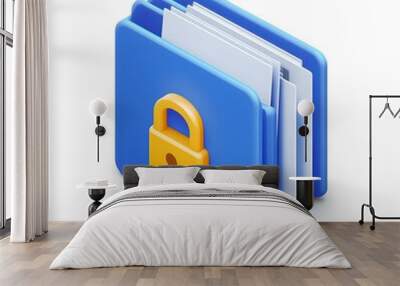 Secure Digital Folder with Padlock Wall mural