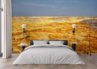 colorful landscape in Crater of Dallol Volcano the hottest place year-round on the planet located in Afar region Erta Ale, Danakil Depression, Northern Ethiopia Wall mural