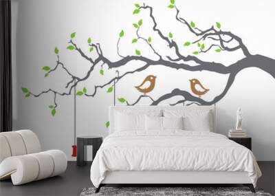 birds in love on a tree branch Wall mural