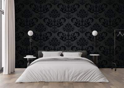 Seamless charcoal small floral elements wallpaper Wall mural