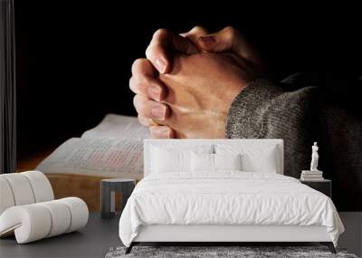 Praying Hands with Holy Bible Wall mural