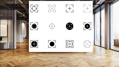 A Collection Of Focus Target Outline And Glyph Vector Symbols Apps, Websites Ui Designs Suitable For Aim,Focus,Viewfinder,Crosshair,Target Vector Illustration Linear Pictogram Pack Wall mural