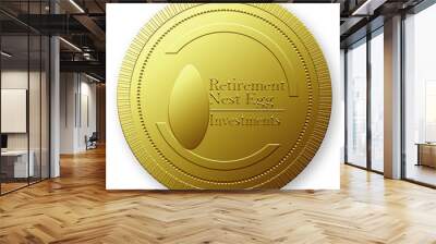 golden coin isolated on white background Wall mural