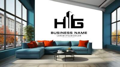 H G HG Initial building logo concept Wall mural