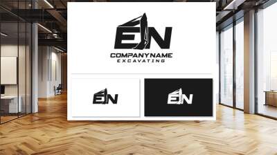 Initial E N EN excavator logo concept vector with arm excavator template vector. Wall mural