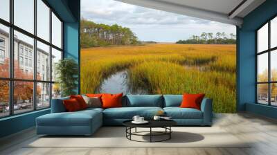 Sunrise over the salt marsh Wall mural