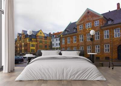 Beautiful red brick building at Stroget street in Copenhagen, Denmark Wall mural