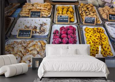 French pastries on on a Cours Saleya market in Nice Wall mural