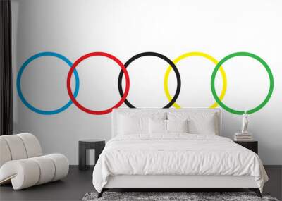 Colored rings on a white background. Abstract bright background for design. Wall mural