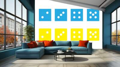 Game dice set isolated on white background. Set of dice in flat and linear design from one to six. Traditional game die with marked with different numbers of dots. Vector illustration. EPS 10 Wall mural