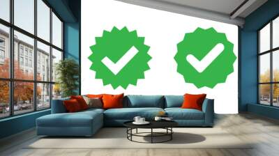 Green check mark icon. Check mark vector icon. Checkmark Illustration. Vector symbols set ,green checkmark isolated on white background. Correct vote choise isolated symbol. Wall mural