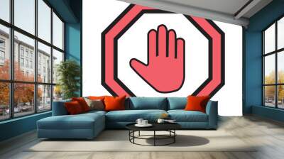 Stop icon vector illustration. stop road sign. hand stop sign and symbol Wall mural