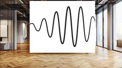 Waves of the equalizer. Vector illustration of music sound on isolated background. Drawing of radio signal painted by black inks. Sketch of musical soundtrack. Etching of voice record. Wall mural