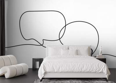 Continuous one single line drawing of speech bubble icon. Talk text box, feedback message box and comment vector, Speech Bubble Single Line Icon, One continuous line drawing of Speech bubble. Chat
 Wall mural