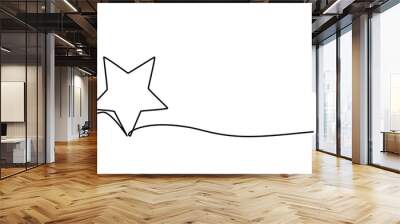 Line star one continuous line drawing design vector, A continuous outline of five stars. Single line editable 5 star icon. Concept of rating service and customer reviews. Christmas divider. Minimalist Wall mural