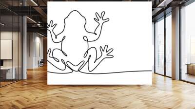 One continuous line drawing of funny frog for kids toy logo identity. Reptile animal icon concept. Trendy single line draw graphic design vector illustration, Continuous one curve line drawing of fun Wall mural