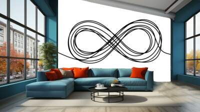 One continuous line drawing of Infinity symbol. Loop mobius icon and endless forever love concept in simple linear style. Editable stroke. Doodle thon vector illustration, Infinity continuous line Wall mural