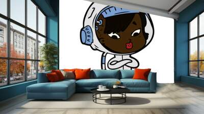 cartoon astronaut woman Wall mural