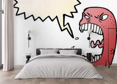 cartoon furious man shouting with speech bubble Wall mural