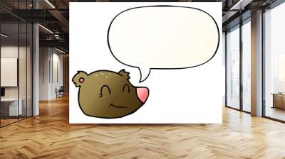 cartoon happy bear face and speech bubble in smooth gradient style Wall mural