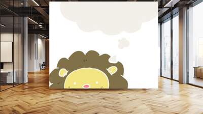 cartoon lion and thought bubble in retro style Wall mural