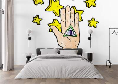 cartoon mystic eye hand symbol Wall mural