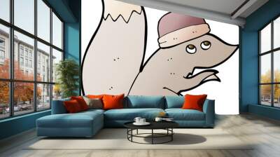 cartoon squirrel wearing hat Wall mural